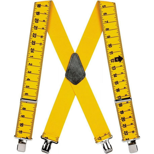SuspenderStore Tape Measure Suspenders - 2-Inch Wide Elastic - Gator Clip - 4 Sizes Including Big & Tall