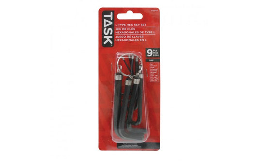 TASK 9pc SAE Key Chain L-Type Hex Key Set - 1/pack