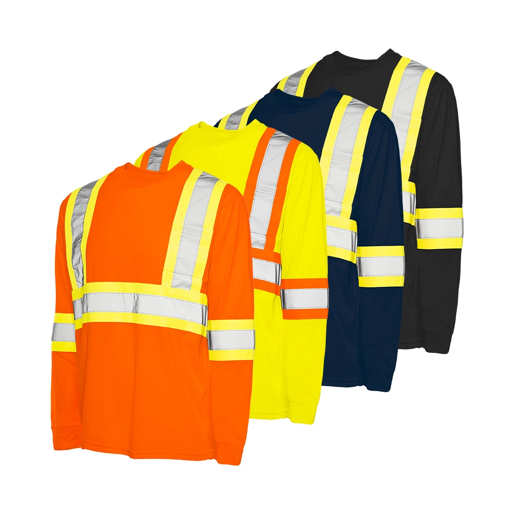 Groundforce TT2 • Long Sleeve Polyester Traffic T-Shirt, 4″ Refl. Tape