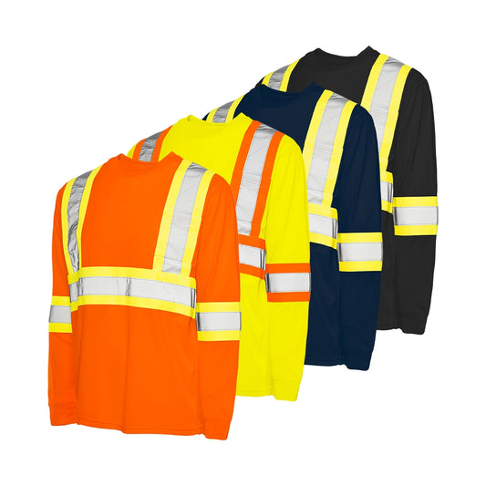 Groundforce TT2 • Long Sleeve Polyester Traffic T-Shirt, 4″ Refl. Tape