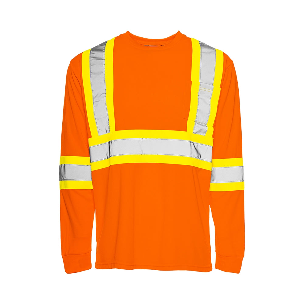 Groundforce TT2 • Long Sleeve Polyester Traffic T-Shirt, 4″ Refl. Tape