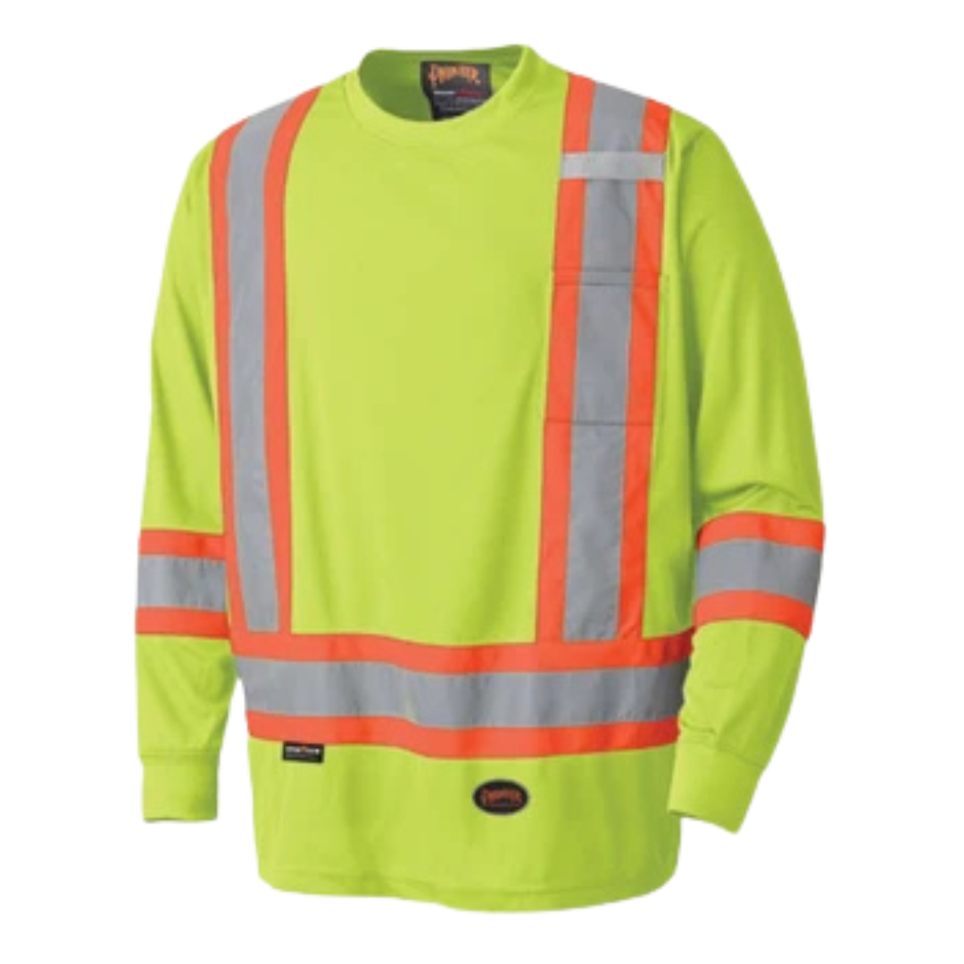 Pioneer Hi-Vis Bird's-Eye Long Sleeve Safety Shirt