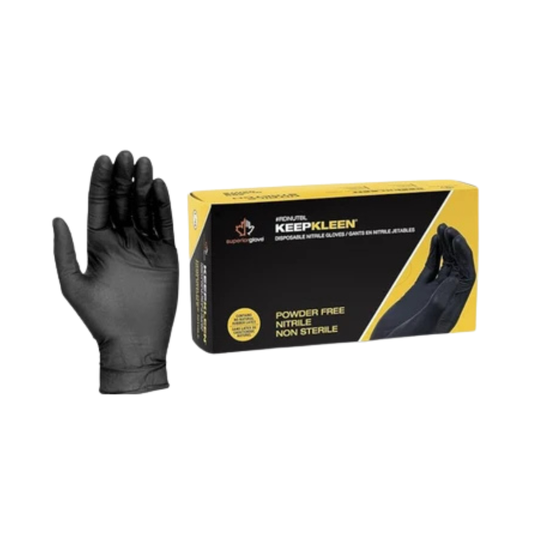 KeepKleen Black industrial-grade 8 mil nitrile disposable 12-inch gloves for forearm protection