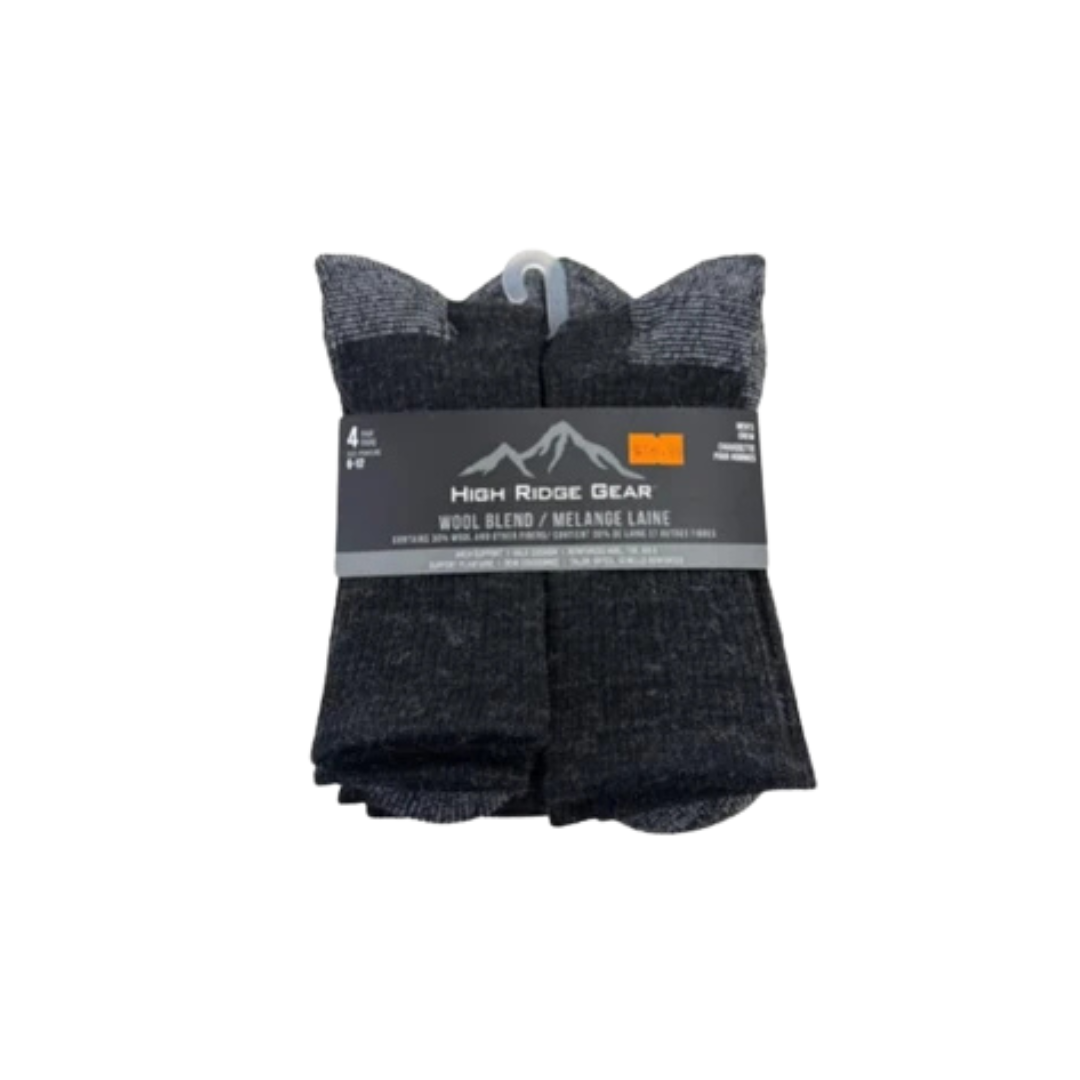 HIGH RIDGE GEAR WOOL BLEND SOCKS 4PAIRS