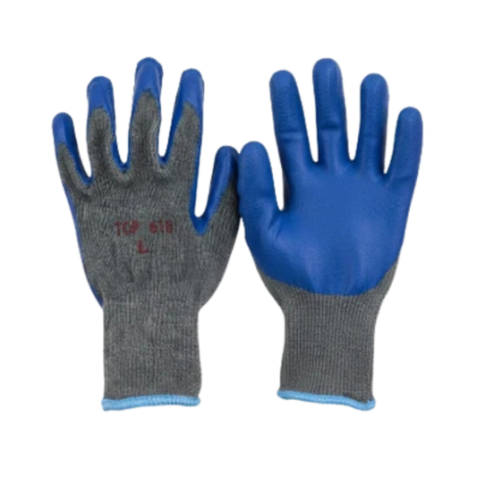 TOP 618 String Knit Latex Work Gloves - Blue