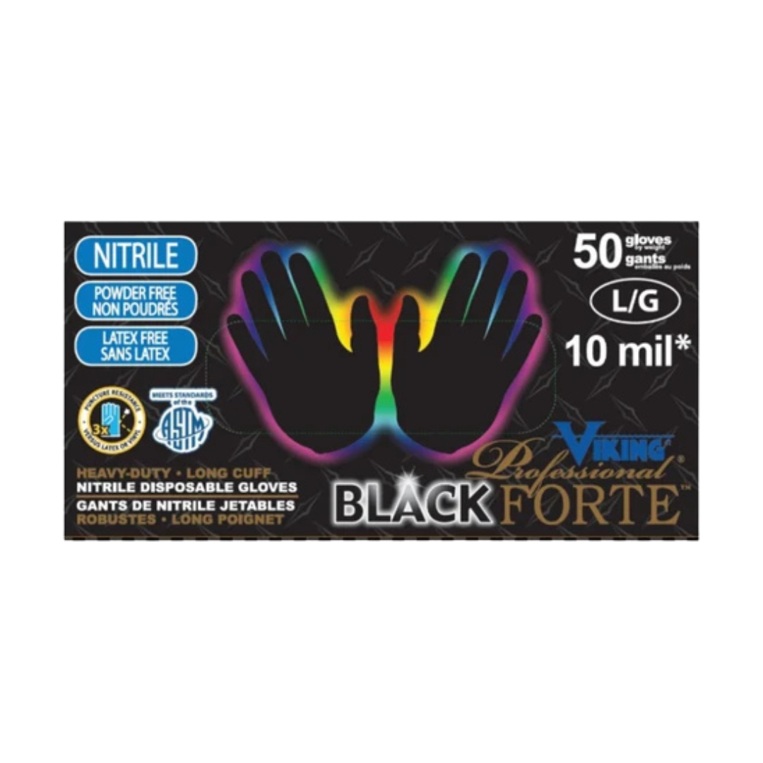 Viking Professional Black Forte Disposable Nitrile Gloves
