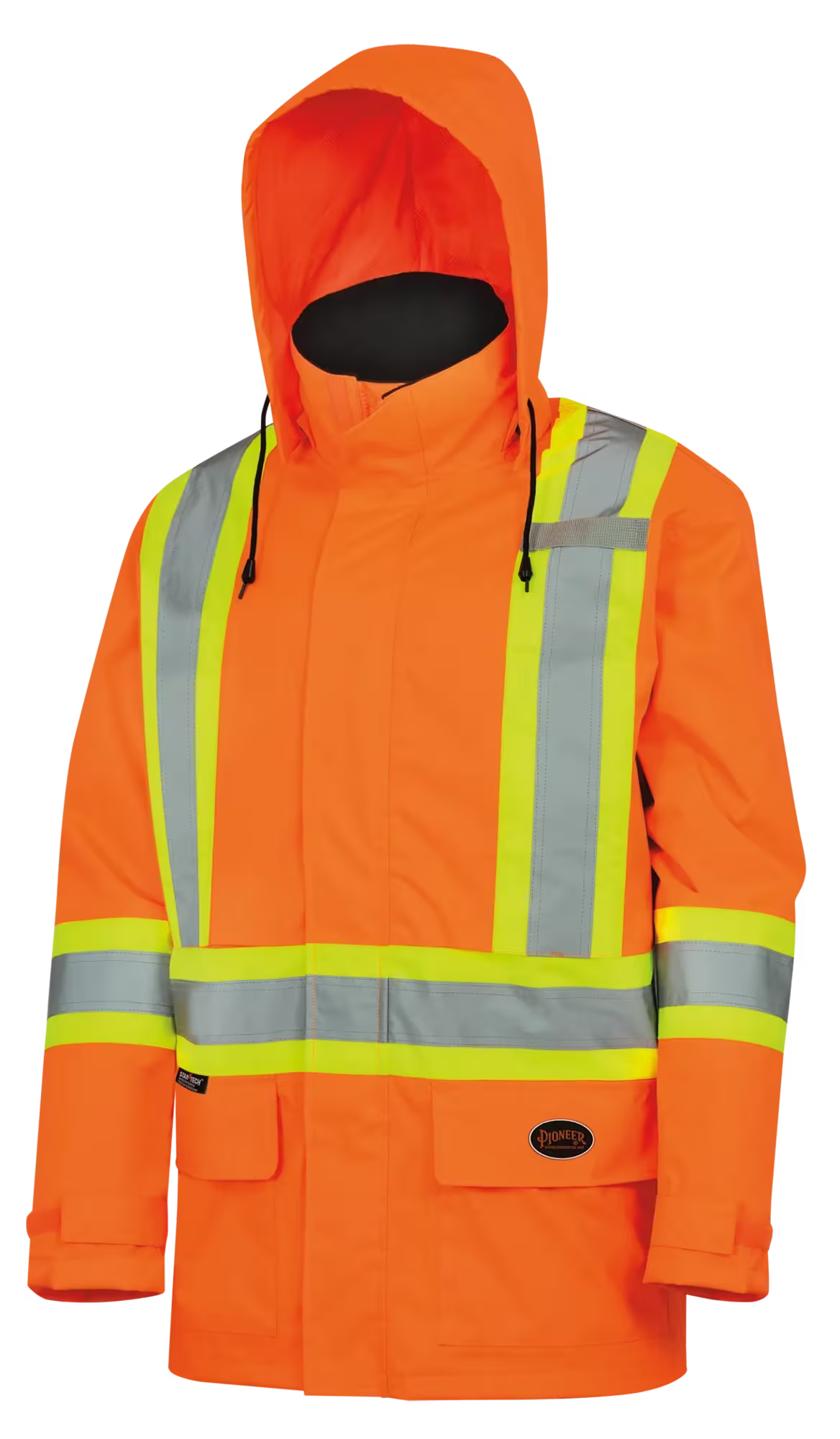 PIONEER 150D Lightweight Waterproof Safety Jacket w/ Detachable Hood - Hi-Vis Orange