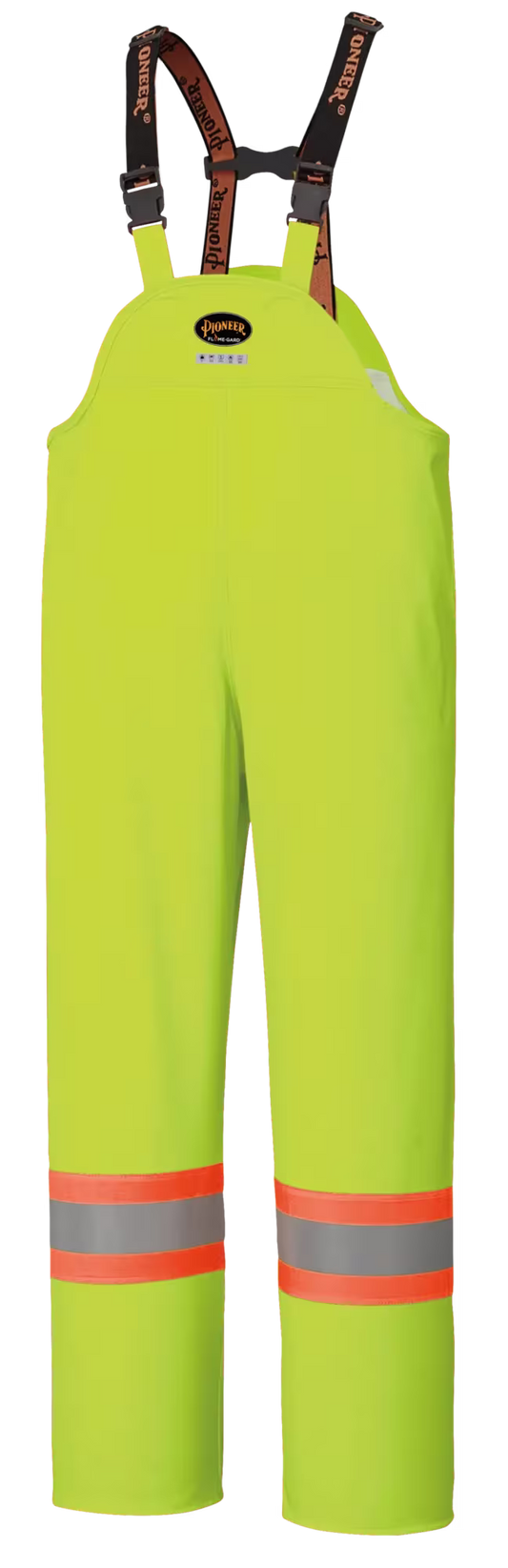 Pioneer Hi-Vis Flame-Resistant Waterproof PU Stretch Bib Pants – Hi-Vis Yellow/Green