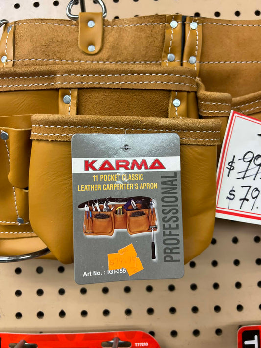 Karma 11 pocket leather carpenters apron