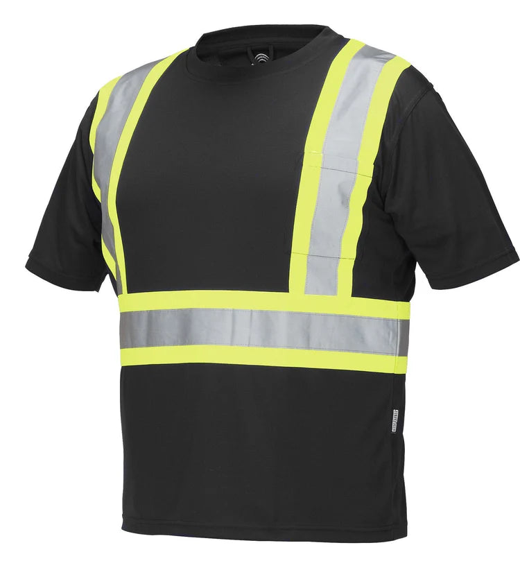 Forcefield Hi Vis Crew Neck Short Sleeve Safety Tee Shirt with Chest Pocket