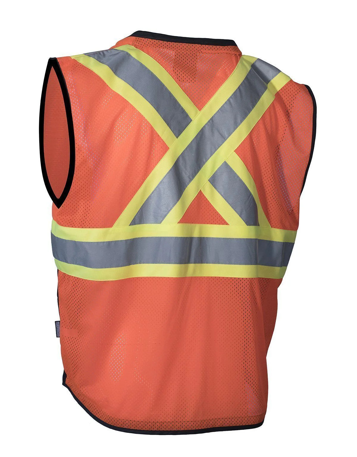 Forcefield Hi Vis Traffic Safety Vest with Zipper Front, Tricot Polyester