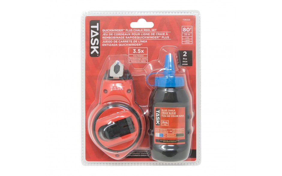 Task Tools 2pc Quickwinder Plus Chalk Reel Set with Chalk - Clamshell