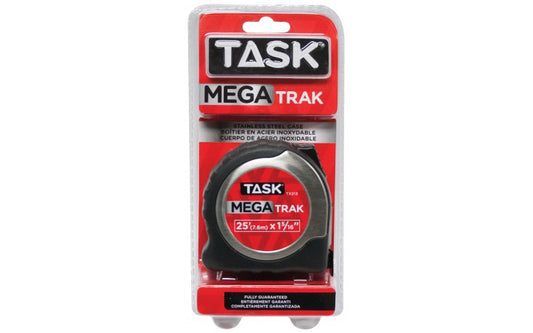 TASK 25' (7.6m) x 1-5/16" MegaTrak Stainless Steel Tape Measure - 1/pack