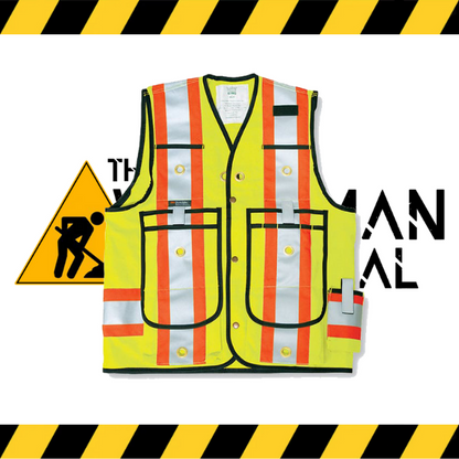 Big K hi-end surveyor safety vests in lime.
