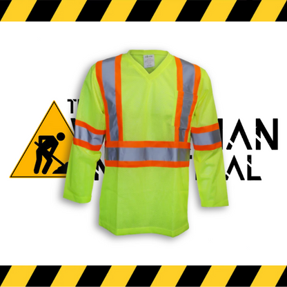 The lime Big K long sleeve mesh hi-vis shirt with 3M reflective tape.