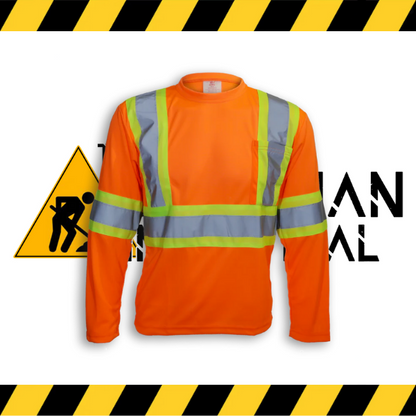 The orange green Big K long sleeve wicking hi-vis shirt with 3M reflective tape.