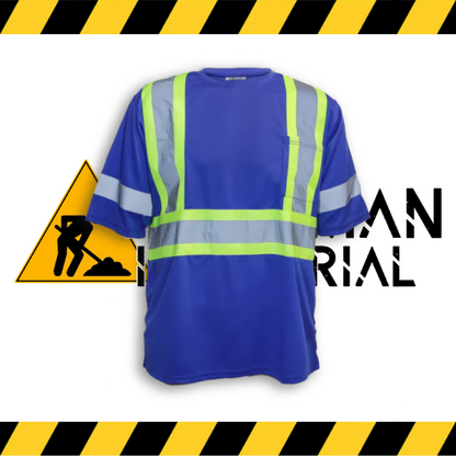 The blue Big K short sleeve wicking hi-vis shirt with 3M reflective tape.