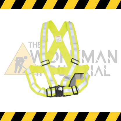 Lime Big K tear-away traffic safety sash with 3M reflective tape.