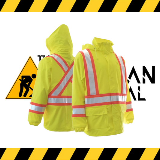 (Forcefield) High Visibility “PU” Rain Jacket (Lime Green)